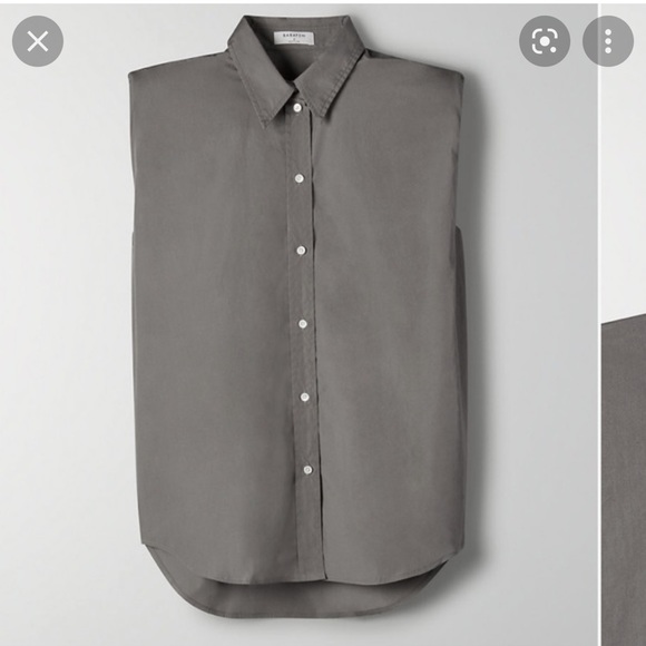 Babaton Tops - Babaton Aritzia Grey Shoulder Pad Button-down Shirt size M